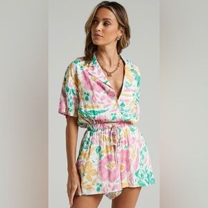 Calanthe Playsuit in Electric Floral